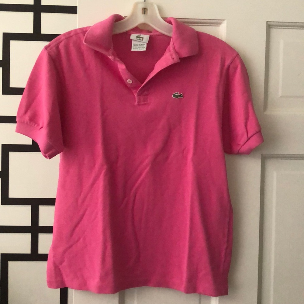 Lacoste pink short sleeve polo